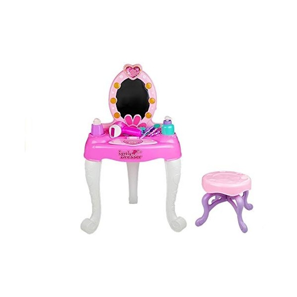 BSD Jeu dimitation, Table de Maquillage, Jouet Coiffeuse pour Enfants, Jouet Coiffeuse avec Tabouret et Accessoires