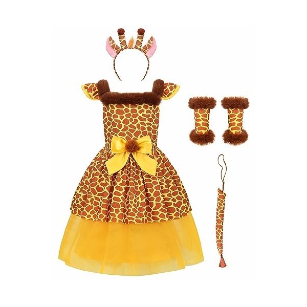 ReliBeauty Déguisement Girafe pour Filles Costume Robe Animaux pour Enfant Carnaval e,120