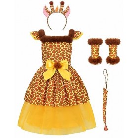 ReliBeauty Déguisement Girafe pour Filles Costume Robe Animaux pour Enfant Carnaval e,120