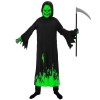 BIGLUFU Costume de Faucheuse Enfant qui Brille dans le Noir Masque deffroi Faucheuse Enfant Halloween Costume Garçon Robe Fa