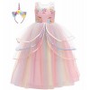 MISS & MR BM Robe Princesse fille, Déguisement Licorne filles, Déguisement Princesse avec corne licorne pour filles enfants, 