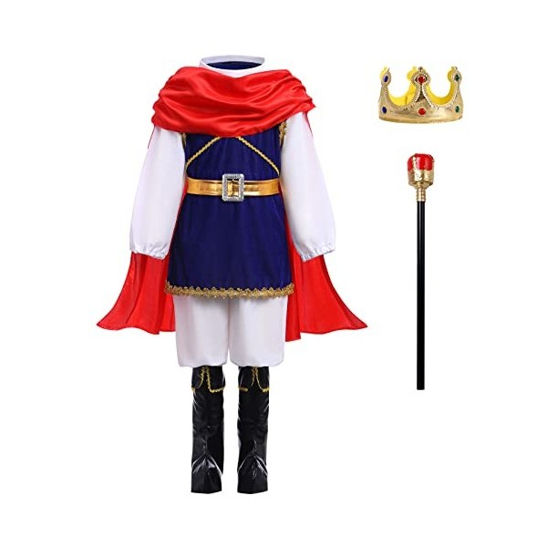 OBEEII Déguisement Prince Charmant Enfant, Prince Charmant Cendrillon Costume pour Garçons Jeu de rôle Cosplay Carnaval Hallo