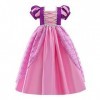 Lito Angels Deguisement Robe Costume Princesse Raiponce pour Enfant Fille, Taille 7-8 Ans, Manche Courte Bouffante, Violet