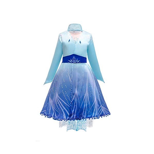 Lito Angels Deguisement Robe Reine des Neiges 2 Princesse Elsa Costume Aventure Enfant Fille, Ensemble Manteau avec Cape et L