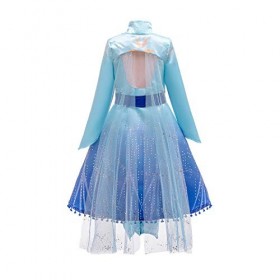 Lito Angels Deguisement Robe Reine des Neiges 2 Princesse Elsa Costume Aventure Enfant Fille, Ensemble Manteau avec Cape et L