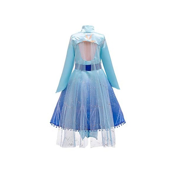 Lito Angels Deguisement Robe Reine des Neiges 2 Princesse Elsa Costume Aventure Enfant Fille, Ensemble Manteau avec Cape et L