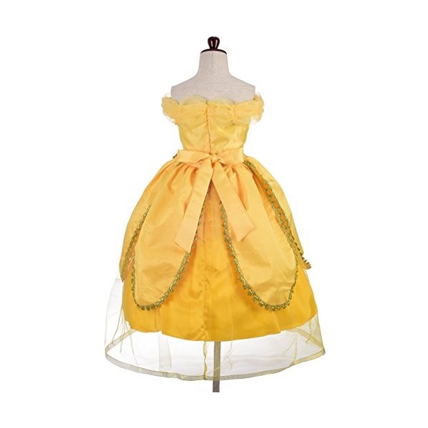 Lito Angels Deguisement Robe Costume Princesse Belle Enfant Fille, Anniversaire Fete Halloween Carnaval, Taille 5-6 ans, Jaun