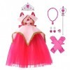 IBAKOM Enfant Filles Robes Princesse Aurore Déguisement Costumes Carnaval Halloween Cosplay épaule libre Tutu Ensemble de Vêt