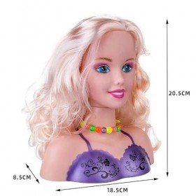 Bankeep Tête à Coiffer Jouet Enfant, 35 Pièces Tête à Coiffer et Maquiller Enfant Pretend Playset Style tête poupée Coiffure 