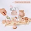 Donmills Service à thé en bois pour enfants, jouets en bois, accessoires de cuisine, ensemble à thé pour enfants avec plateau