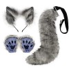 3PCS Bandeau Oreilles de Renard Cosplay Queue de Renard, Oreilles de Queue Duveteuse Et Gants de Pattes Set Costume DHallowee