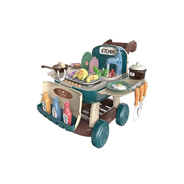 Hoirpeory Chariot de barbecue 2 en 1 pour enfants, cuisine, supermarché, chariot à main pour bébé, jouet de cuisine B 