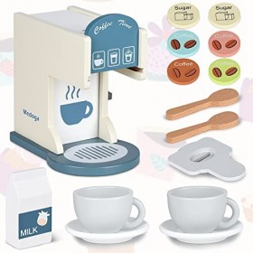 Accessoires de cuisine en bois pour enfants - Machine à expresso - Jouets de cuisine pour filles et garçons blanc 