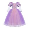 FYMNSI Costume de princesse Sofia Raiponce pour fille - Cosplay à manches longues - En tulle - Avec perruque - Pour carnaval,