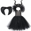 OBEEII Déguisement Maléfique Fille Halloween Carnaval Tutu Robe ave Bandeau +Ailes Sleeping Beauty Halloween Noël Costume pou