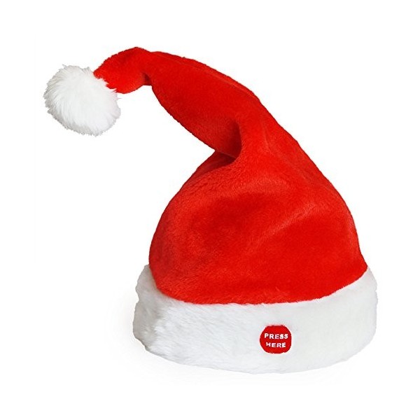 lux.pro Bonnet du père Noël Rockeur + Musique Dansant Chantant Noël Saint Nicolas Bonnet