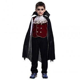 KIRALOVE - Costume Vampire Carnaval Dracula Twilight Noir Enfant Taille M 5 6 ans Idée cadeau Fête