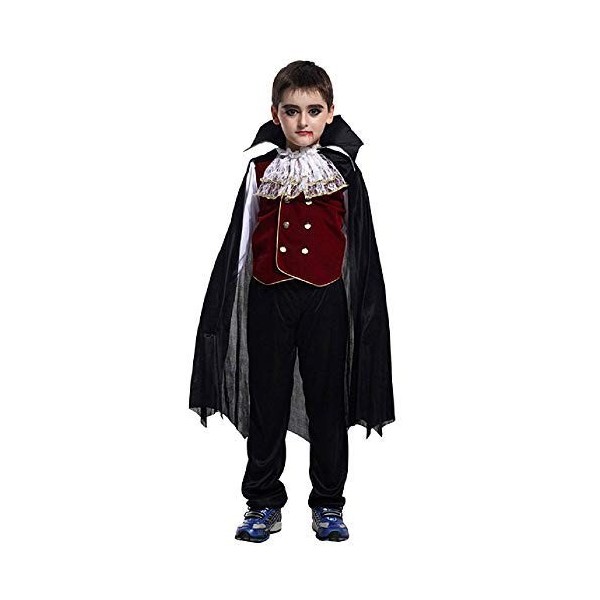 KIRALOVE - Costume Vampire Carnaval Dracula Twilight Noir Enfant Taille M 5 6 ans Idée cadeau Fête