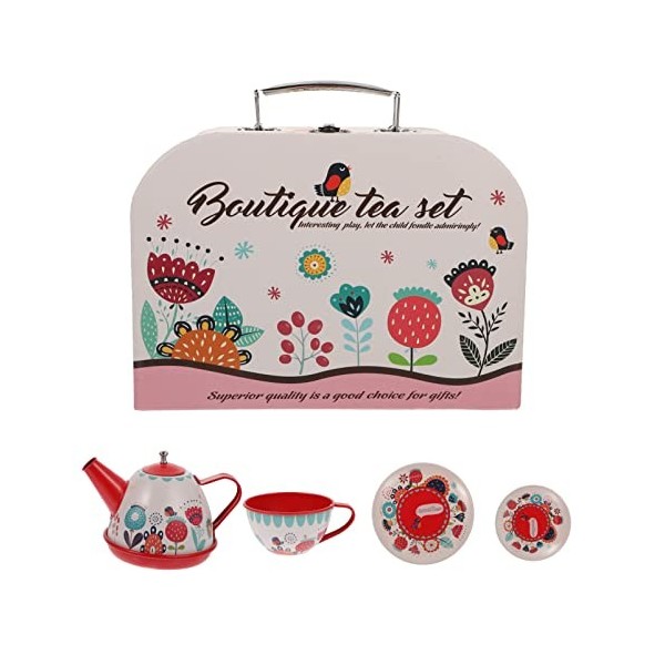 Ensemble à thé pour Petites Filles, Ensemble de fête pour Tout-Petits, Enfants avec Maison de Jeu en Fer, théières, Tasses à 