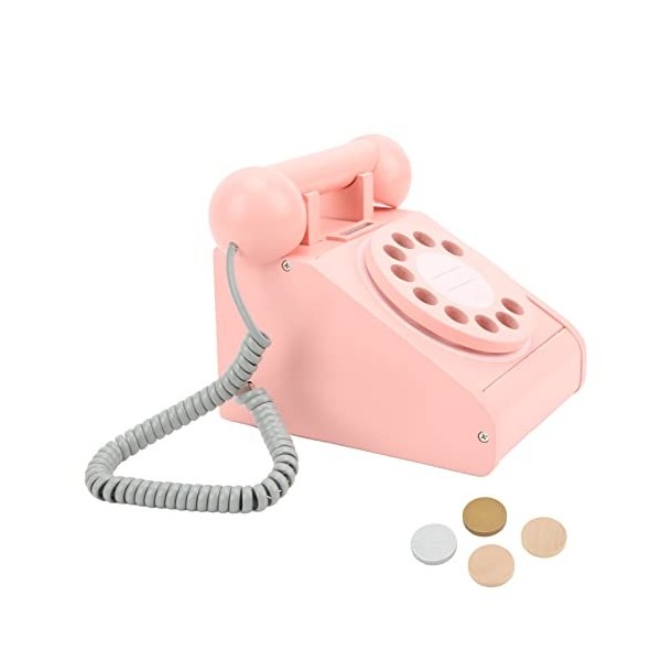 Omabeta Téléphone à cadran rétro simulé, résistant à lusure, jouet rétro pour enfants, aide pédagogique, petite lumière pour