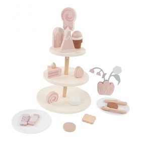Shanrya Ensemble de Jeu de Dessert en Bois, Ensemble de Gâteau en Bois Jouet Parent Enfant Cravates Tea Party Intéressant pou