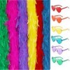 Lot de 6 boas à plumes multicolores pour femme avec 6 lunettes de soleil en forme de cœur sans monture pour travaux manuels, 