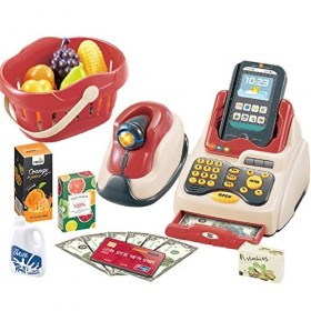 Limitoll Maison Jeu simulés pour Enfants - Jeu Caisse enregistreuse Pretend Play avec Scanner,Faire Semblant Jouer au Magasin