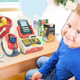 Limitoll Maison Jeu simulés pour Enfants - Jeu Caisse enregistreuse Pretend Play avec Scanner,Faire Semblant Jouer au Magasin