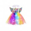 YiZYiF Enfant Fille Déguisement Licorne Sirène Robe Princesse Tutu Jupe avec Lumineuse LED Cosplay Costume Halloween Carnaval