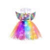 TiaoBug Enfant Fille Déguisement Licorne Sirène Princesse Cosplay Costume Halloween Carnaval Noël Tutu Jupe avec Lumineuse LE