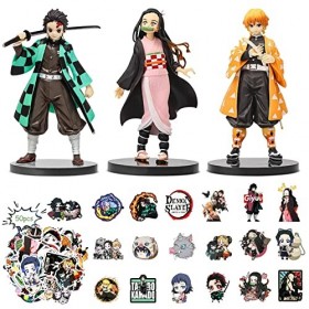 WAIMXDAO 3 Pièces Demon Slayer Figuren, Ghost Slayer Figurine Personnages danime Modèle, Anime Model avec 50 Autocollants De