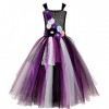 IMEKIS Enfant Filles Princesse Maléfique Costume Halloween Méchante Reine Habiller Fantaisie Robe en Tulle Avec Corne et Aile