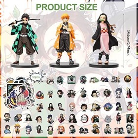 WAIMXDAO 3 Pièces Demon Slayer Figuren, Ghost Slayer Figurine Personnages danime Modèle, Anime Model avec 50 Autocollants De