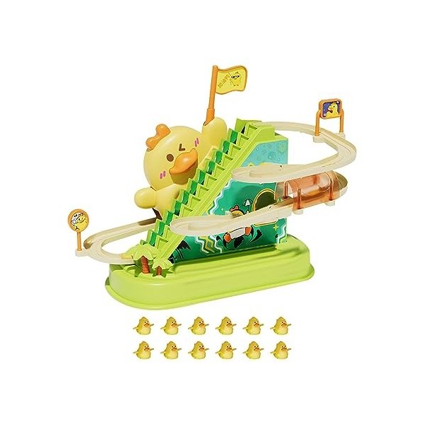 Amagogo Ensemble de Jeu de Piste de Course de Canards, Jouets descalade pour Petits Canards, Canard Jouet de Montagnes Russe