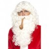 Smiffys Kit accessoires Père Noël, Blanc, avec perruque, barbe, lunettes et pipe, Deluxe
