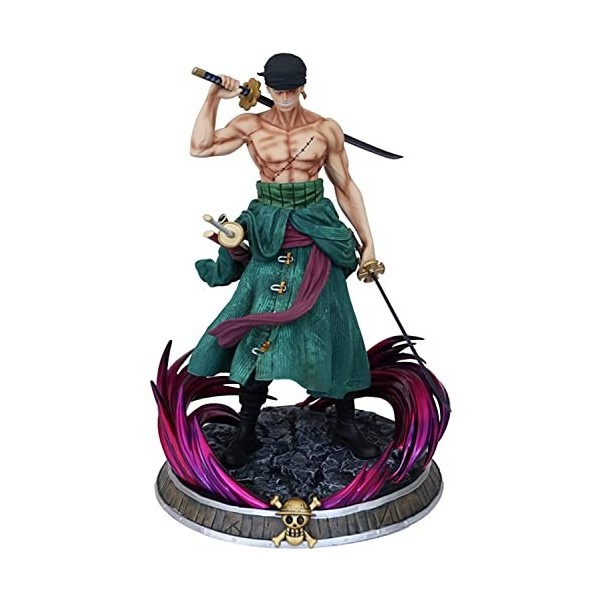WANSHI One Piece Zoro Figure, GK Anime 25cm Roronoa PVC Modèle/Personnage Figurine Adulte Jouets/Poupées/Cadeaux de Collectio