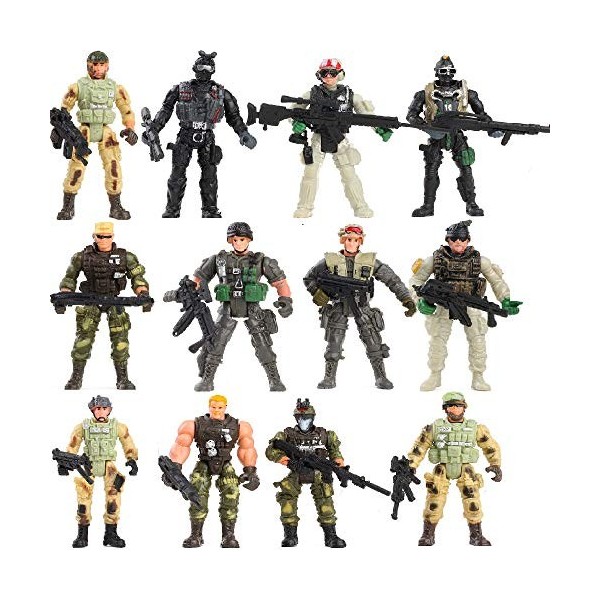 Fycooler Figurine daction Jouet de Soldats avec Arme/Figures Militaires Ensembles 16 Figurine daction Jouet de Soldats avec
