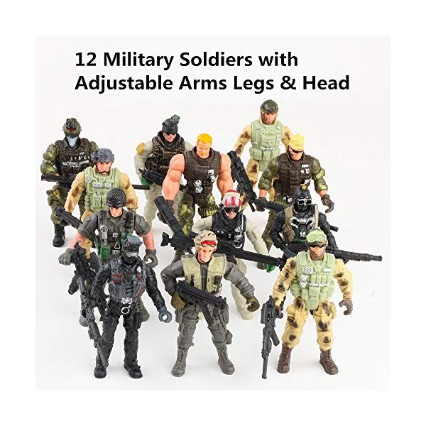 Fycooler Figurine daction Jouet de Soldats avec Arme/Figures Militaires Ensembles 16 Figurine daction Jouet de Soldats avec