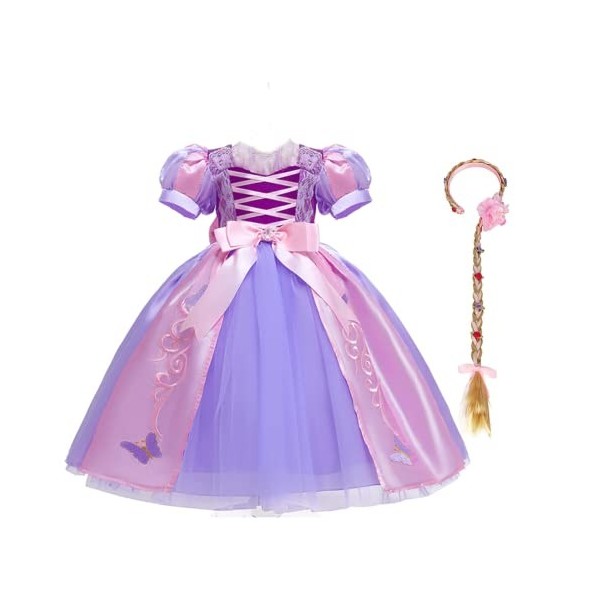 Robe Raiponce Pour Filles, Costumes De Carnaval Pour Enfants