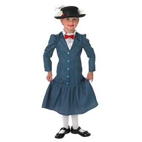 Rubies Official 1960s Mary Poppins + Hat Girls Déguisement Costume Disney Childs Années 1960, Multicolore, Large Ages 7 - 8 
