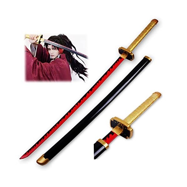 Cosplay Demon Slayer Tsugikuni Yoriichi Katana 104 Cm Épée en Bois Cosplay Anime Japonais en Bois Katana Anime pour Anime Kat