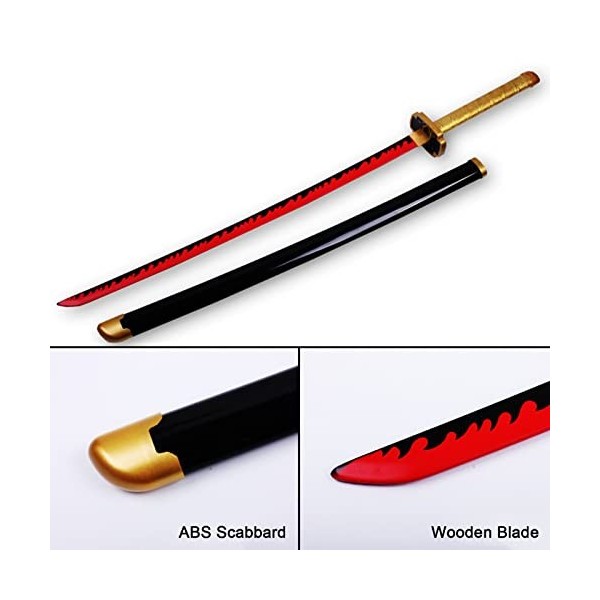 Cosplay Demon Slayer Tsugikuni Yoriichi Katana 104 Cm Épée en Bois Cosplay Anime Japonais en Bois Katana Anime pour Anime Kat