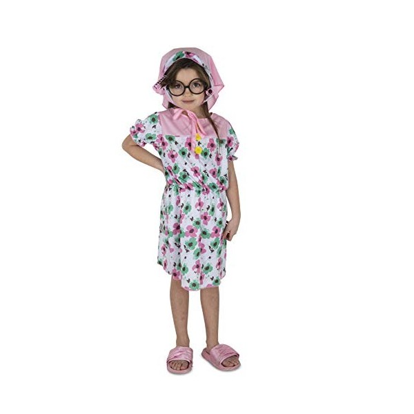 Dress Up America Déguisement de grand-mère pour filles - Ensemble robe, écharpe et bigoudis grand-mère pour enfants