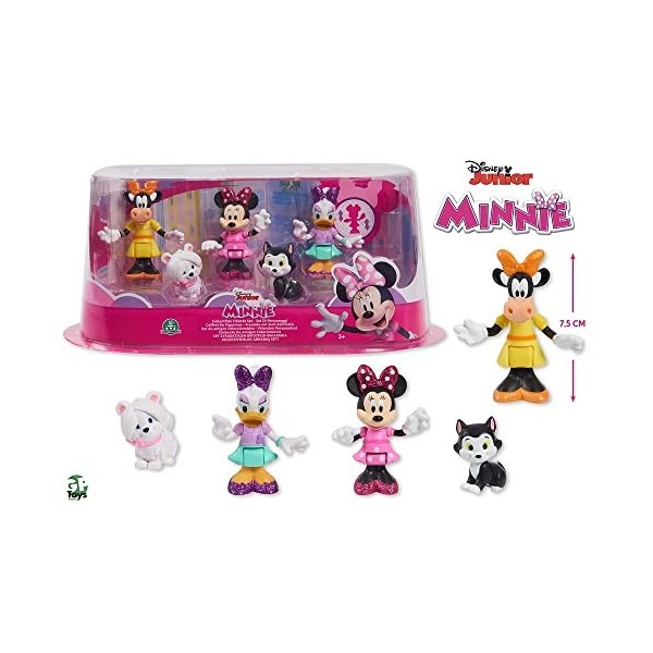 DISNEY MICKEY et MINNIE, Disney Minnie Coffret 5 Figurines 7,5 cm Articulées, 5 Personnages à Collectionner, Jouet pour Enfan
