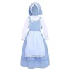Lito Angels Deguisement Costume de Village Médiéval Colonial Robe Vichy Bleu avec Tablier Blanc et Bonnet pour Enfant Fille T