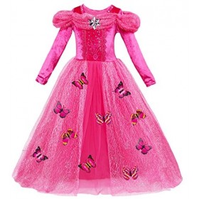 Le SSara Robe à Manches Longues pour Fille Princesse Costumes Toddler Ball Gown Robe Papillon Fantaisie avec Accessoires L R