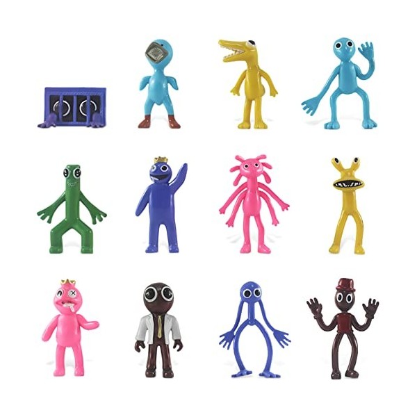 Lot de 12 Rainbow Friends Figurines de Personnages de Dessin Animé  Populaires, Rainbow Friends Figure Model pour Les décorati