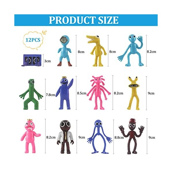 Lot de 12 Rainbow Friends Figurines de Personnages de Dessin Animé Populaires, Rainbow Friends Figure Model pour Les décorati