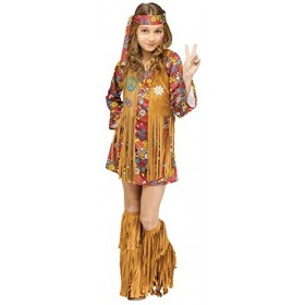 shoperama Peace and Love Costume de hippie pour fille Groovy 60s Woodstock Sixties Taille 110-4-6 ans