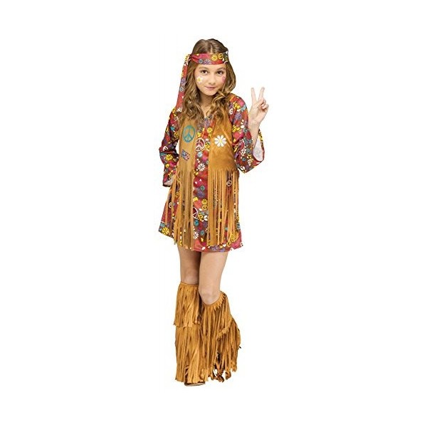 shoperama Peace and Love Costume de hippie pour fille Groovy 60s Woodstock Sixties Taille 110-4-6 ans